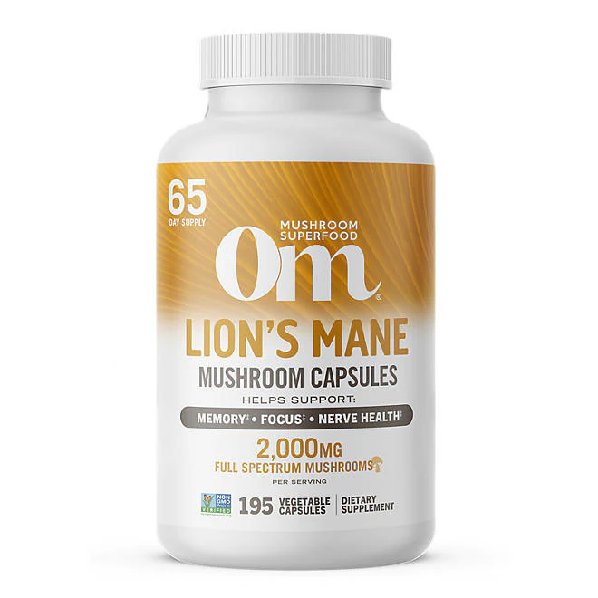 Om Lions Mane Mushroom Capsules 2,000mg 195 cápsulas